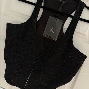 Manière de Voir Rhingestone Denim Corset